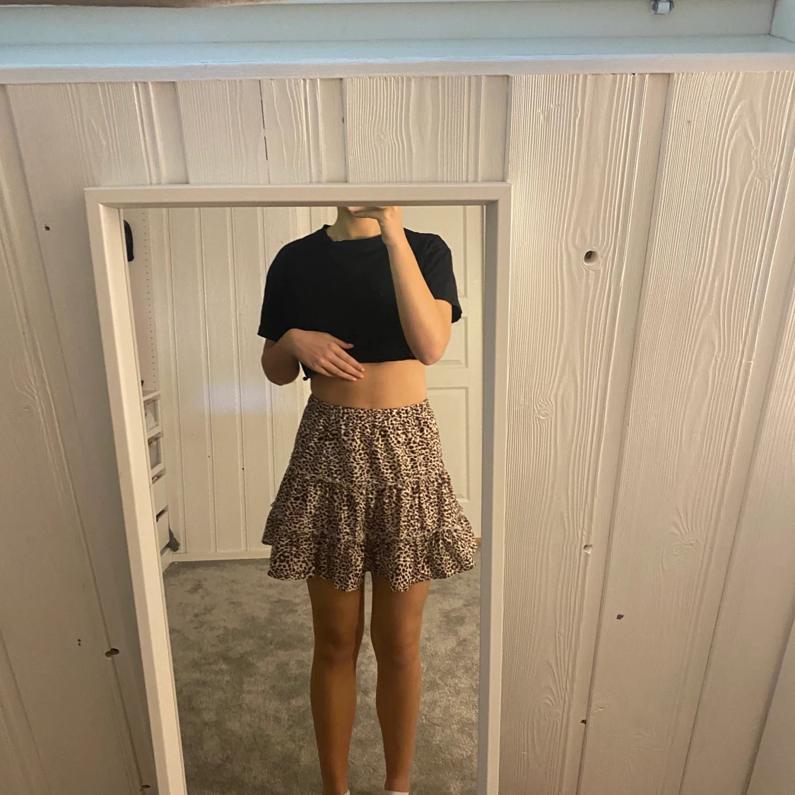 Leopad mönstrad volang kjol