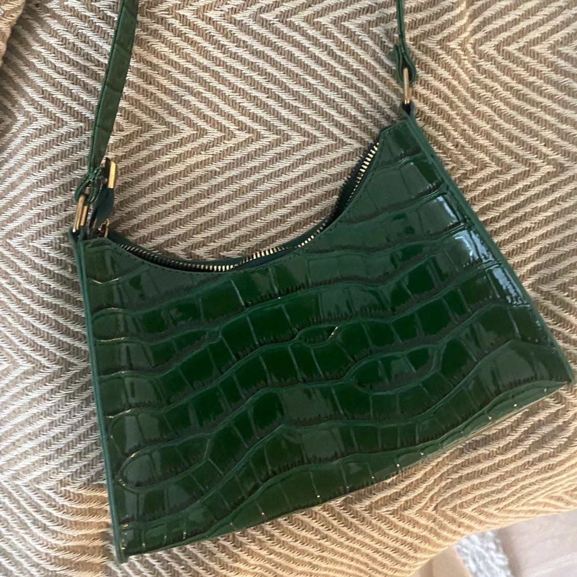 Grön baguette väska - 90