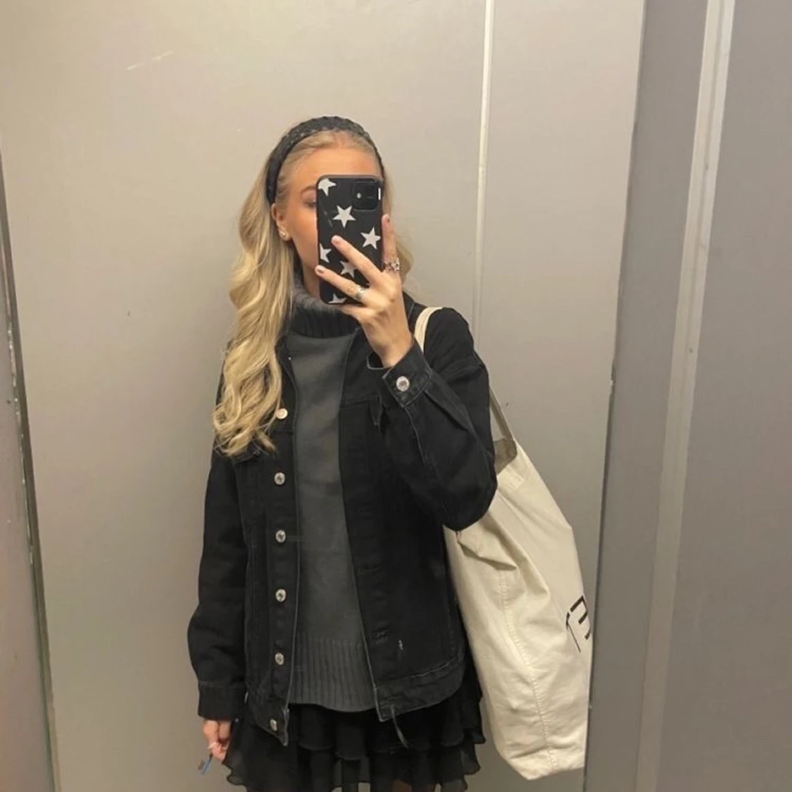 Svart jeans jacka - 90