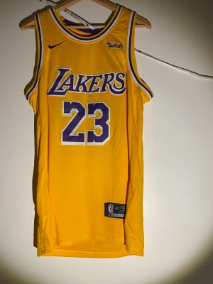 NBA Jersey LeBron James - NBA Jersey LeBron James Lakers hemmaställ. Köpt för 699. Endast använd ett fåtal gånger och är i bra skick.(Obs ej köpt från wish, LA Lakers är sponsrade av wish därmed loggan på linnet)
