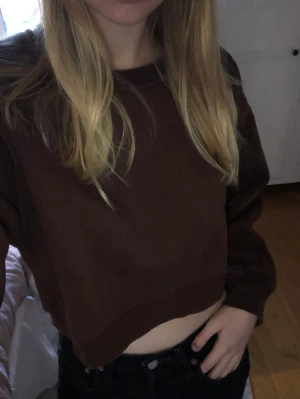 Croppad sweatshirt - Jättefin croppad sweatshirt i brunt. Jättebra skick, har knappt använt. 