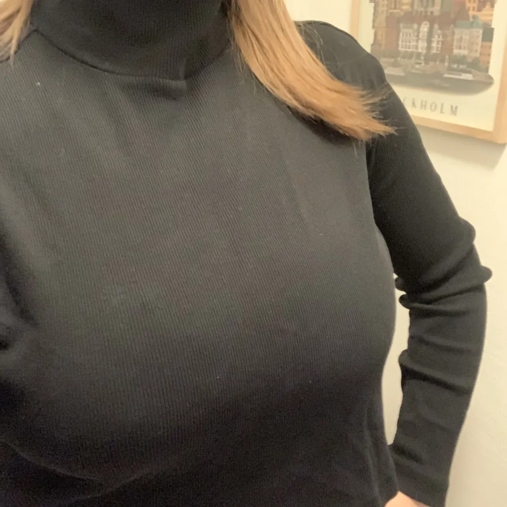 Cropped turtleneck sweater in black. Used but in very good condition. A comfortable fit (not very tight around body but arms yes). Toppar.