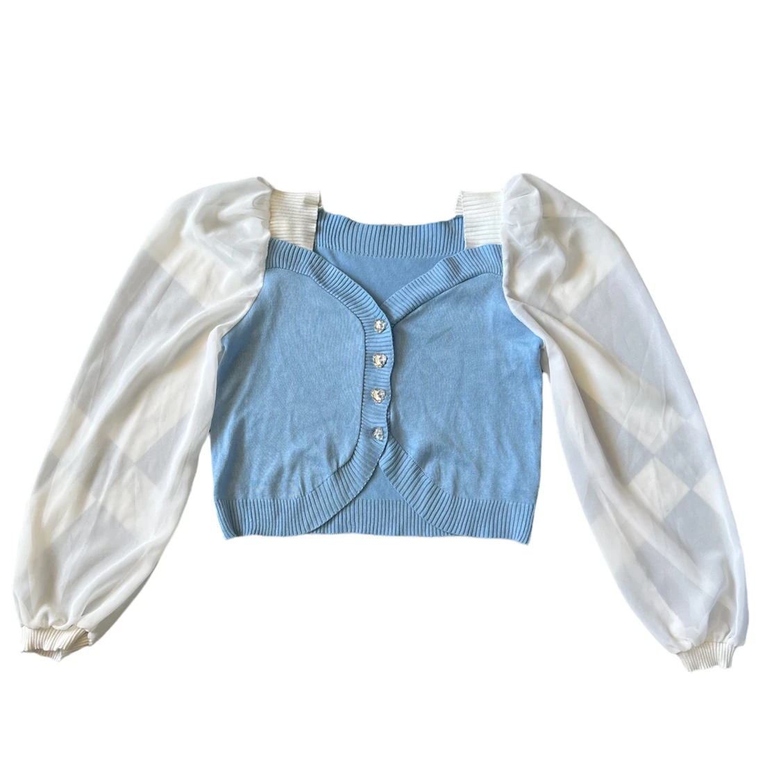 Framsida Knappar Färgblock Enkel Kofta S - 91