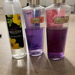 Victoria secret och Hollister  - Alla för 120kr. Innehåller från början 250ml. Alla doftar väldigt gott men jag rensar ut. 