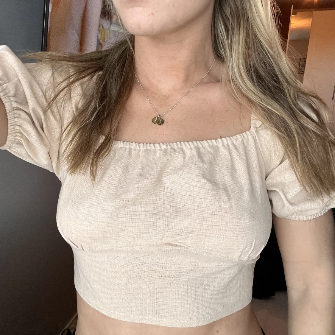 Beige topp men knytning