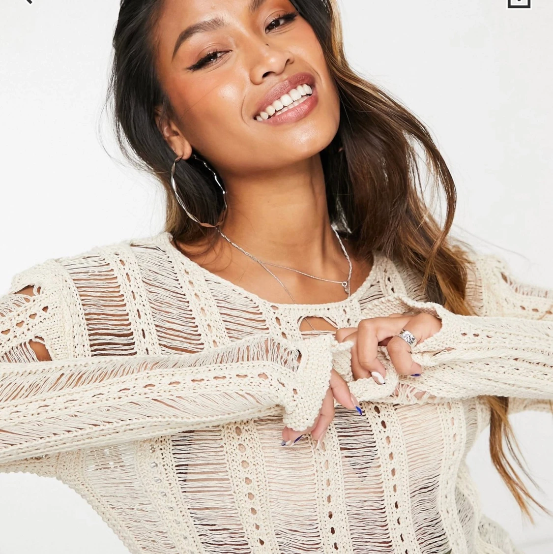 Virkad tröja i vitt - 90