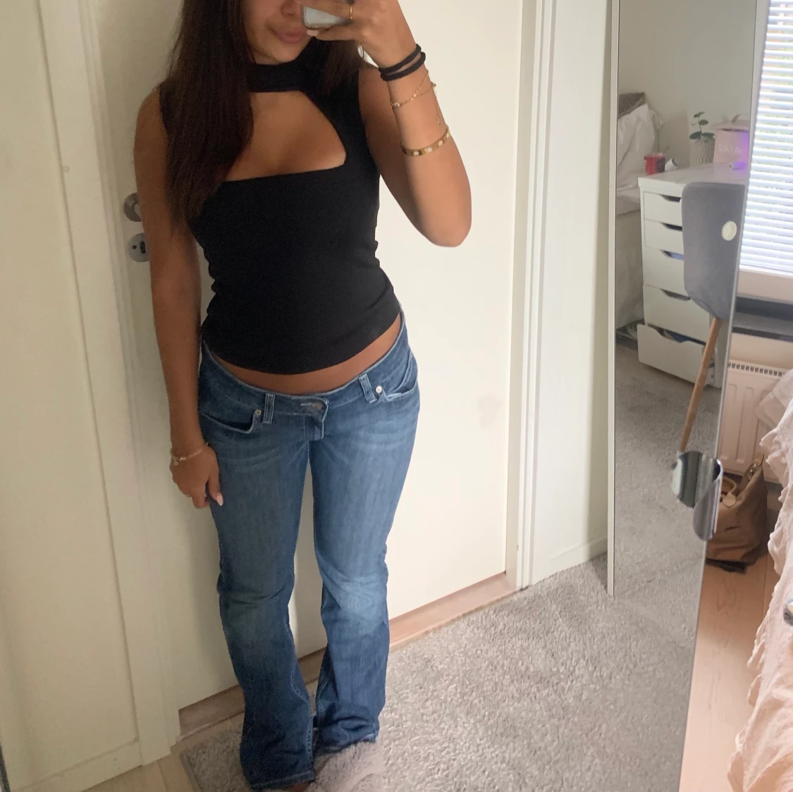 Lågmidjade bootcut/straight leg jeans  - 90