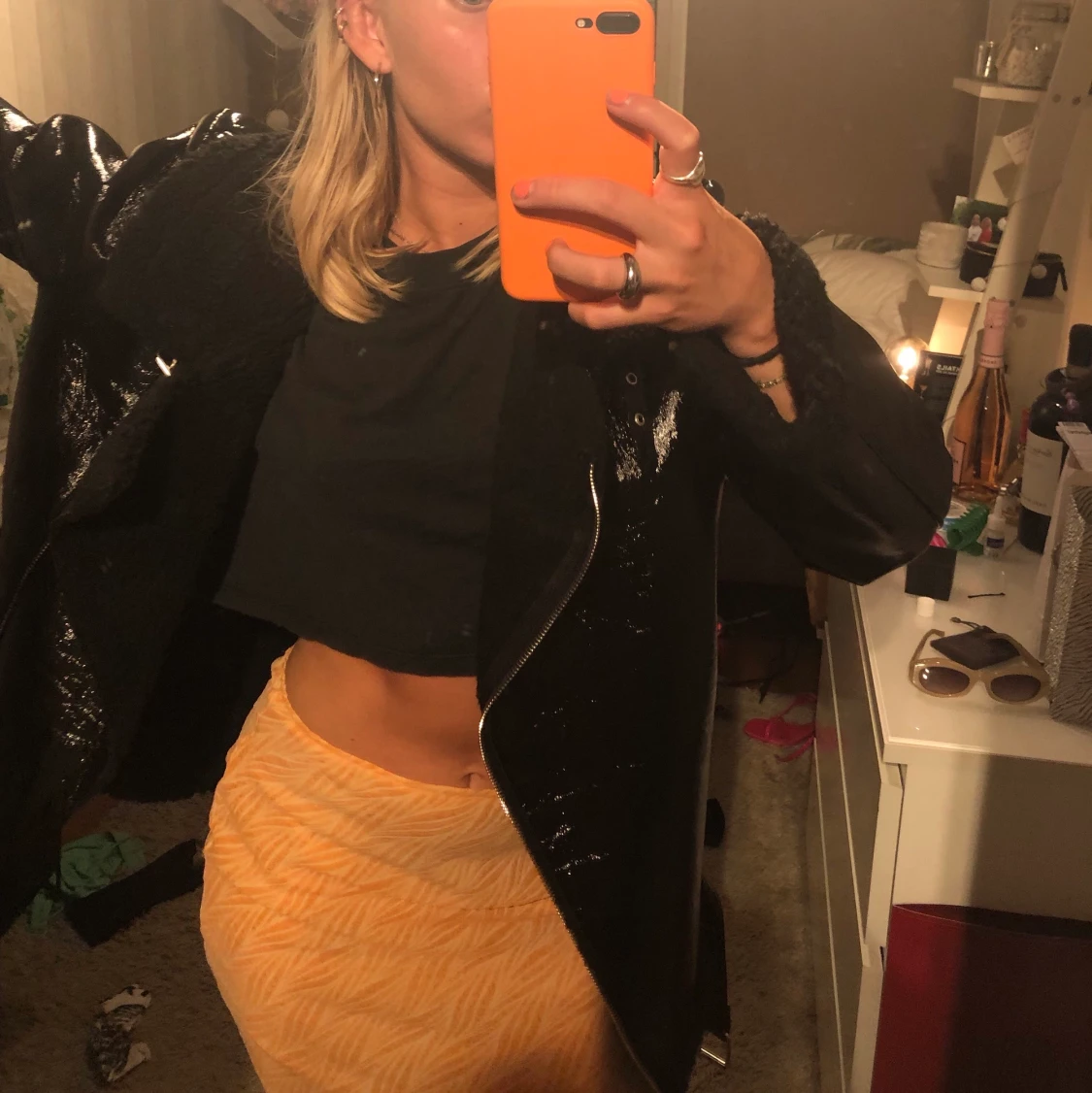 Nakd - glansig pu biker jacket - 90