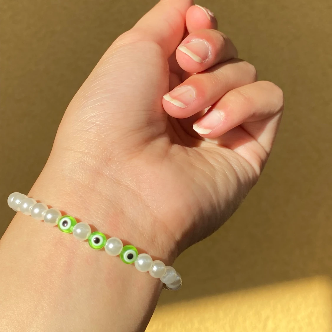 Lime grönt Evil eye pärlarmband💚