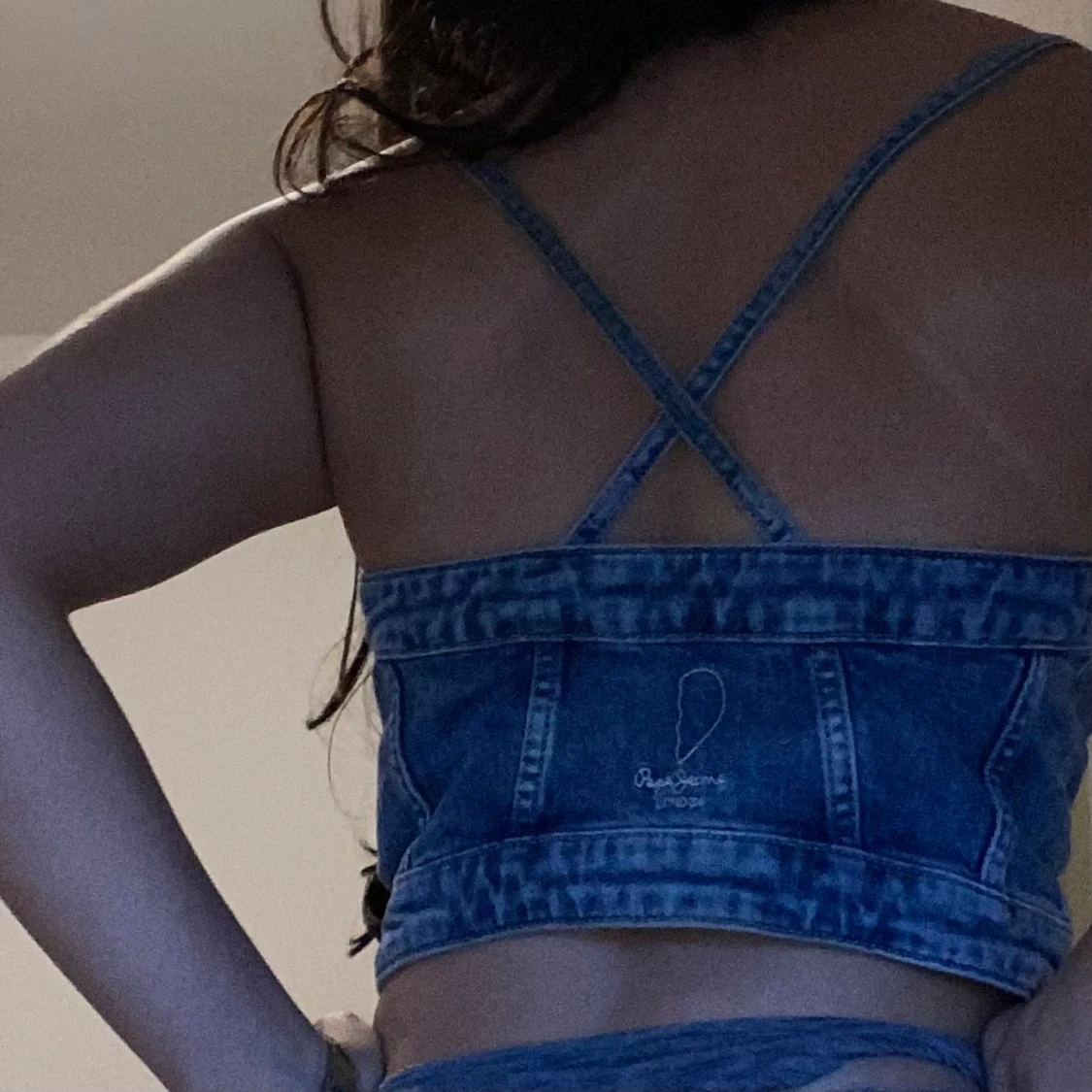 Pepe jeans vintage denim crop top💕 ocean blue vintage wash - 90