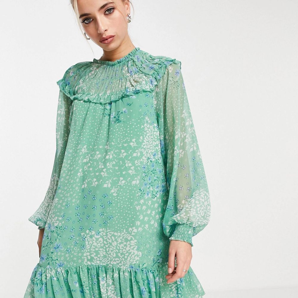 Flower Dress Turkos - Blommig Klänning i Viscose main image 0