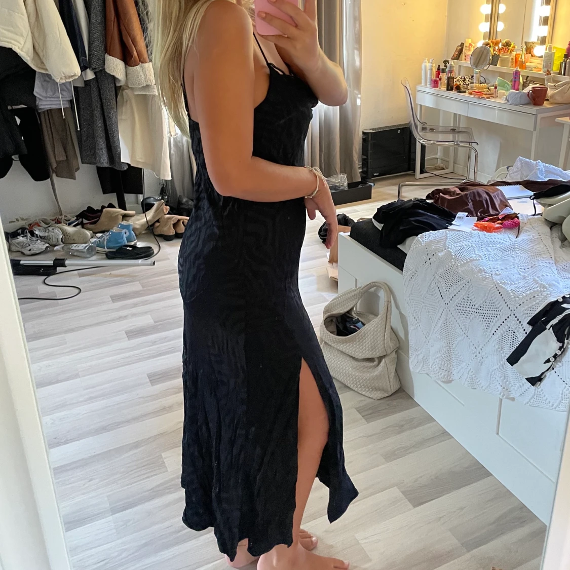 Svart lång zebraklänning🖤 - 90