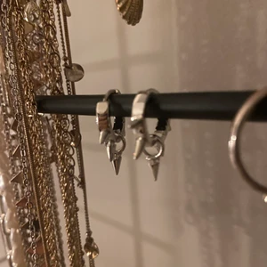 Silvriga örhängen - Säljer ett par coola silvriga örhängen med nitar i bra skick. 100kr för båda. Köpta på Asos för 249kr