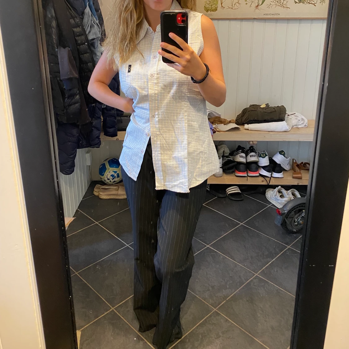 Blå rutig väst - 90