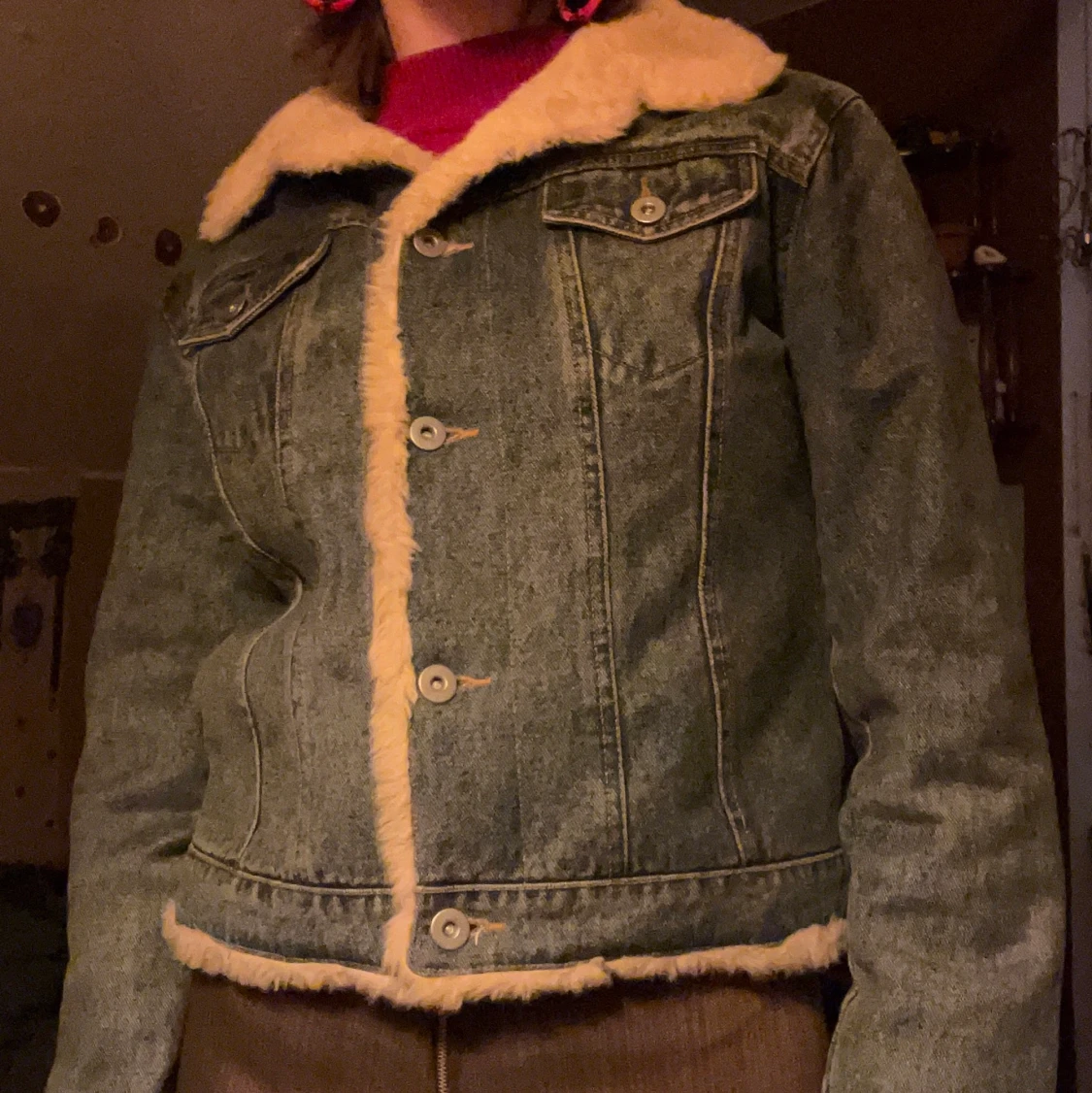 Jeansjacka med pälskrage - 91