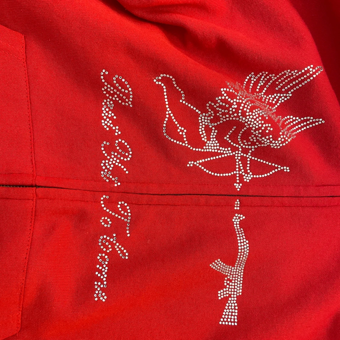 Röd zip hoodie - 90