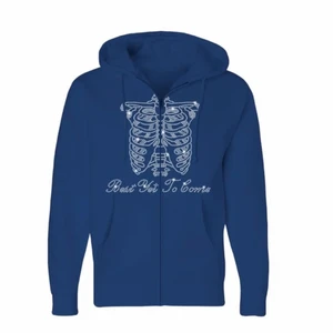Best yet to come zip hoodie blå L - Alla stenar kvar 