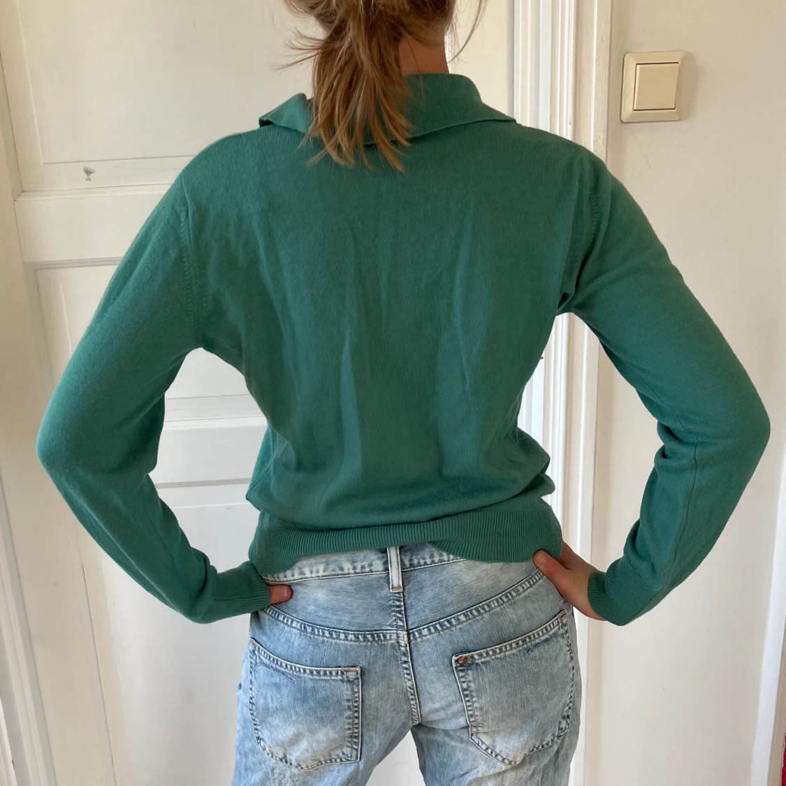 Turkos/grön stickad piké - 90