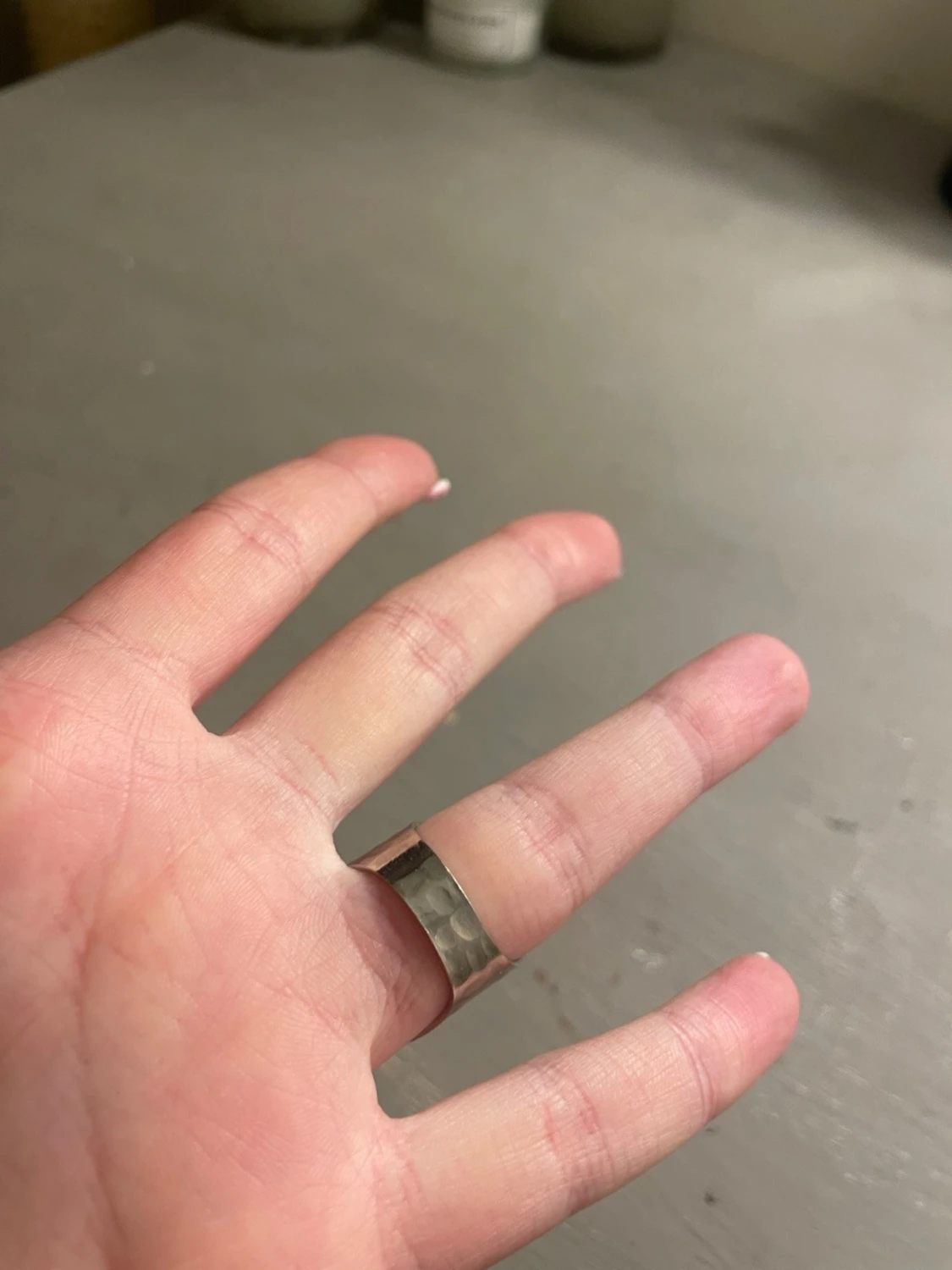 Bred hamrad silverring - 4