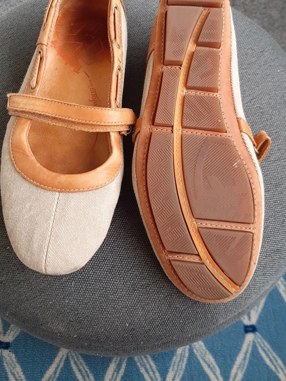 Beige Timberland  ballerinaskor med läderdetaljer - 3