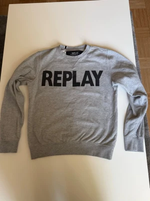 Grå sweatshirt från Replay - Säljer denna riktigt snygga gråa sweatshirten från Replay. Tröjan har rund halsringning, långa ärmar och ribbade muddar vid ärmslut och nederkant. Perfekt för en avslappnad och trendig stil.