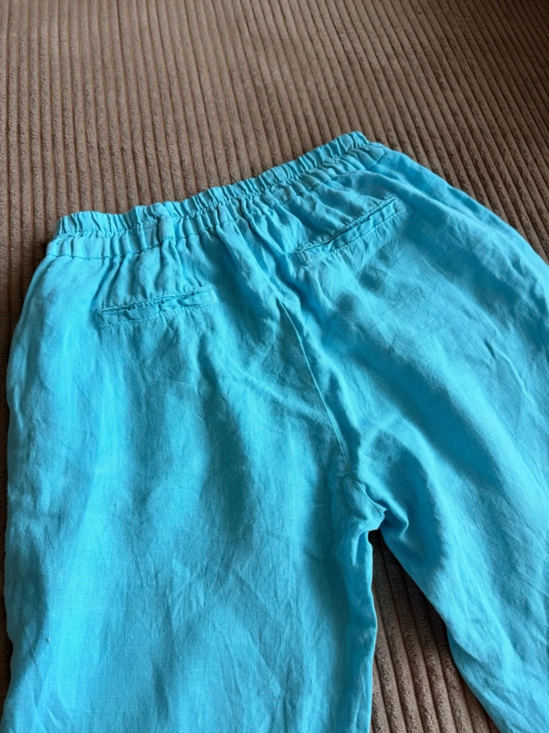 Vintage linen pants in turquoise color - 1