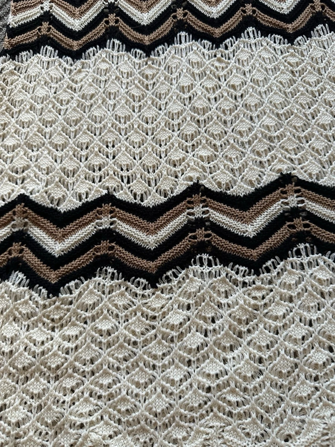 Vitt virkat set med zigzag-mönster - 2