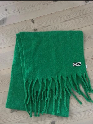 Grön halsduk från Carin Wester - Snygg grön halsduk från Carin Wester med borstad yta och långa fransar. Halsduken har en tydlig C.W.-logga och är tillverkad i polyester. Perfekt accessoar för att liva upp din outfit.