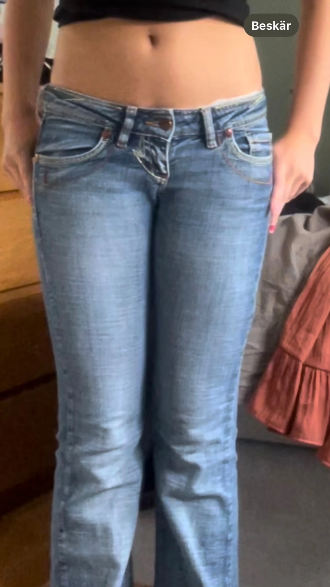 Super lågmidjade bootcut jeans