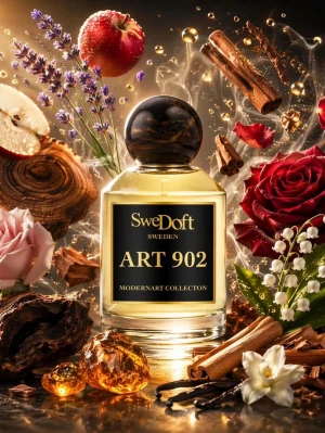 SweDoft ART 902 Eau de Parfum - SweDoft ART 902 är en lyxig Eau de Parfum från Modernart Collection. Flaskan är genomskinlig med svart och guld etikett samt en marmorerad svart kork. Doften har inslag av äpple, kanel, ros, lavendel, liljekonvalj och vanilj. Perfekt för dig som gillar unika och eleganta parfymer. Pris diskuteras ställ frågor hjärna har andra parfymmer som inte har lagt upp än helt ny från swedoft