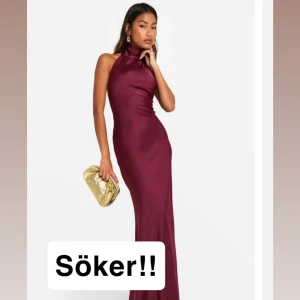 Vinröd långklänning  - Söker denna vinröda klänning från Boohoo i storlek 36!!💓