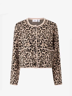 Saint tropez cardigan - Leopardmönstrad kofta med rund halsringning och knappar framtill, Koftan har två fickor och beige kantband som kontrast. Den är aldrig använd dock är inte lappen kvar💗nypris 899kr 