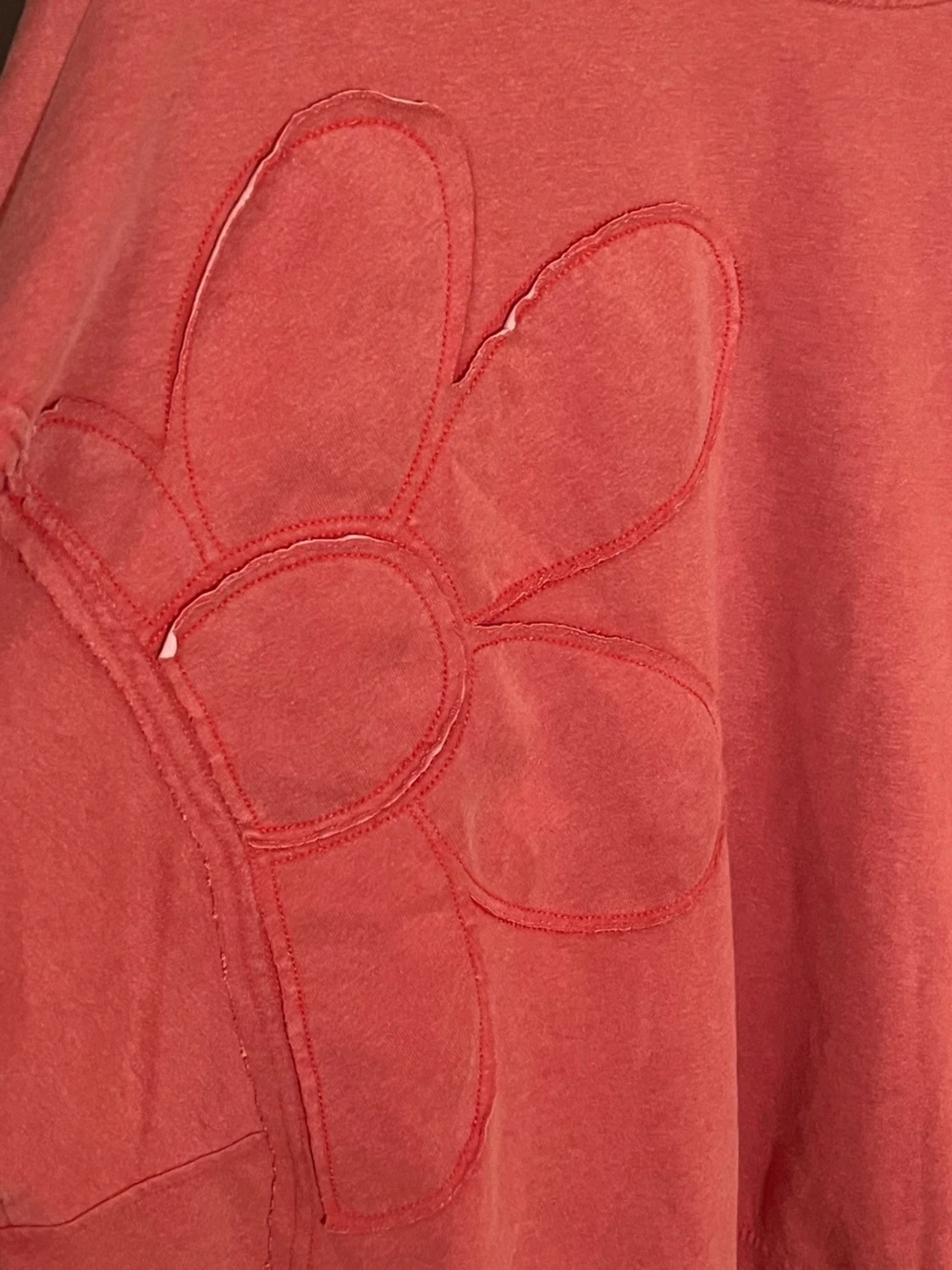 Korall sweatshirt med blomapplikation - 2