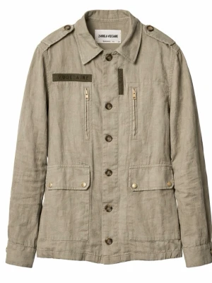 Zadig & Voltaire jacka  - Stilren grön jacka i linne från Zadig & Voltaire. Två fickor med dragkedja, två stora fickor med knappar och cool broderad vingdetalj på ryggen. Jackan har inga defekter och är en gammal modell som inte säljs längre ❣️🥰🥰