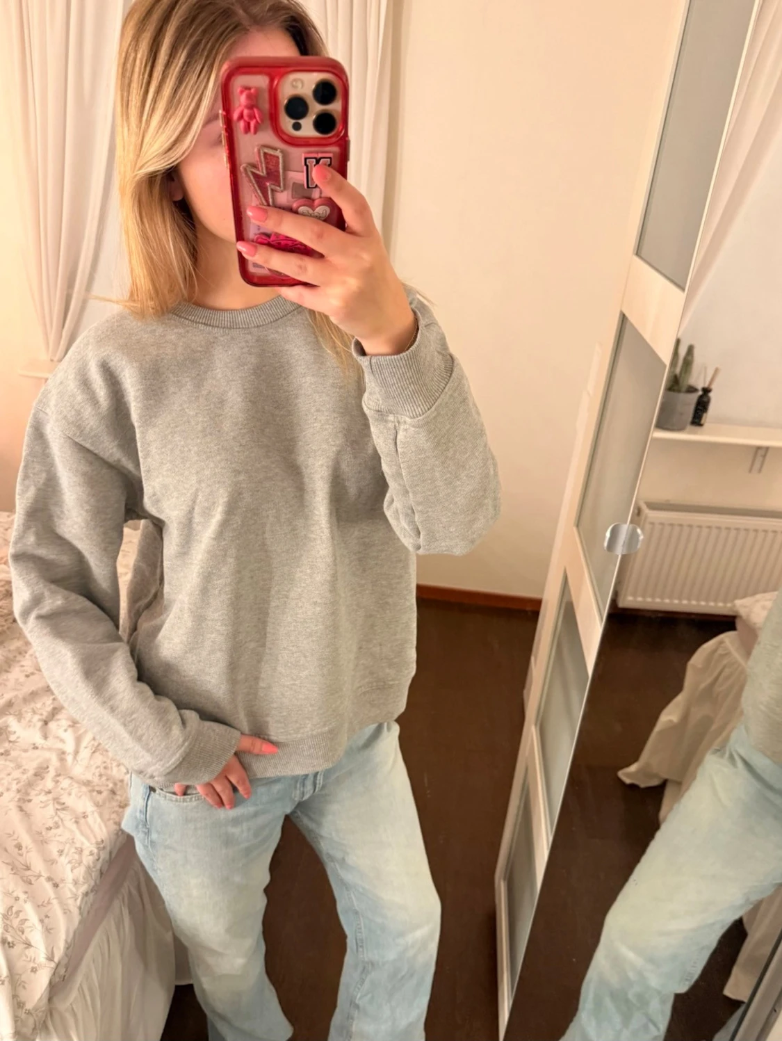 Grå basic sweatshirt i bomull
