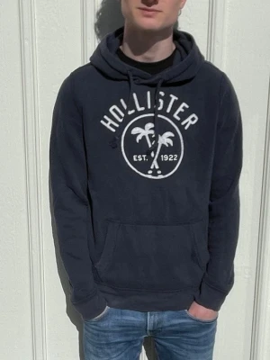 Hollister hoodie - Fint skick med en clean design, navyblue, strk S, modellen är 180cm lång