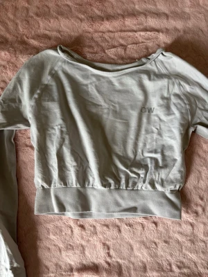 Ljusgrå croppad topp från ICANIWILL - Snygg ljusgrå croppad topp från ICANIWILL med långa ärmar och bred ribbad mudd nedtill. Perfekt för dig som gillar en sportig och stilren look. Diskret logga på bröstet.