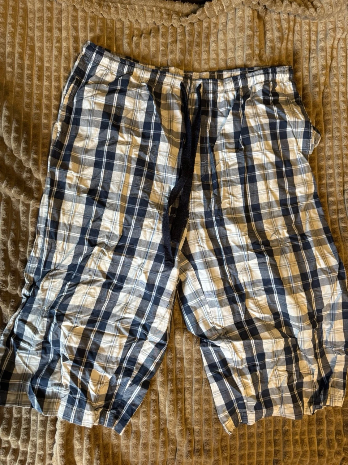 Rutiga blåvita shorts med resår - 1