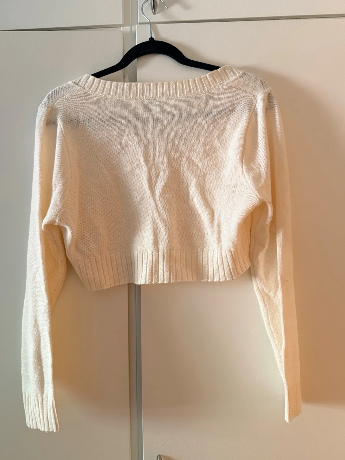 Vit cropped stickad tröja H&M - 1