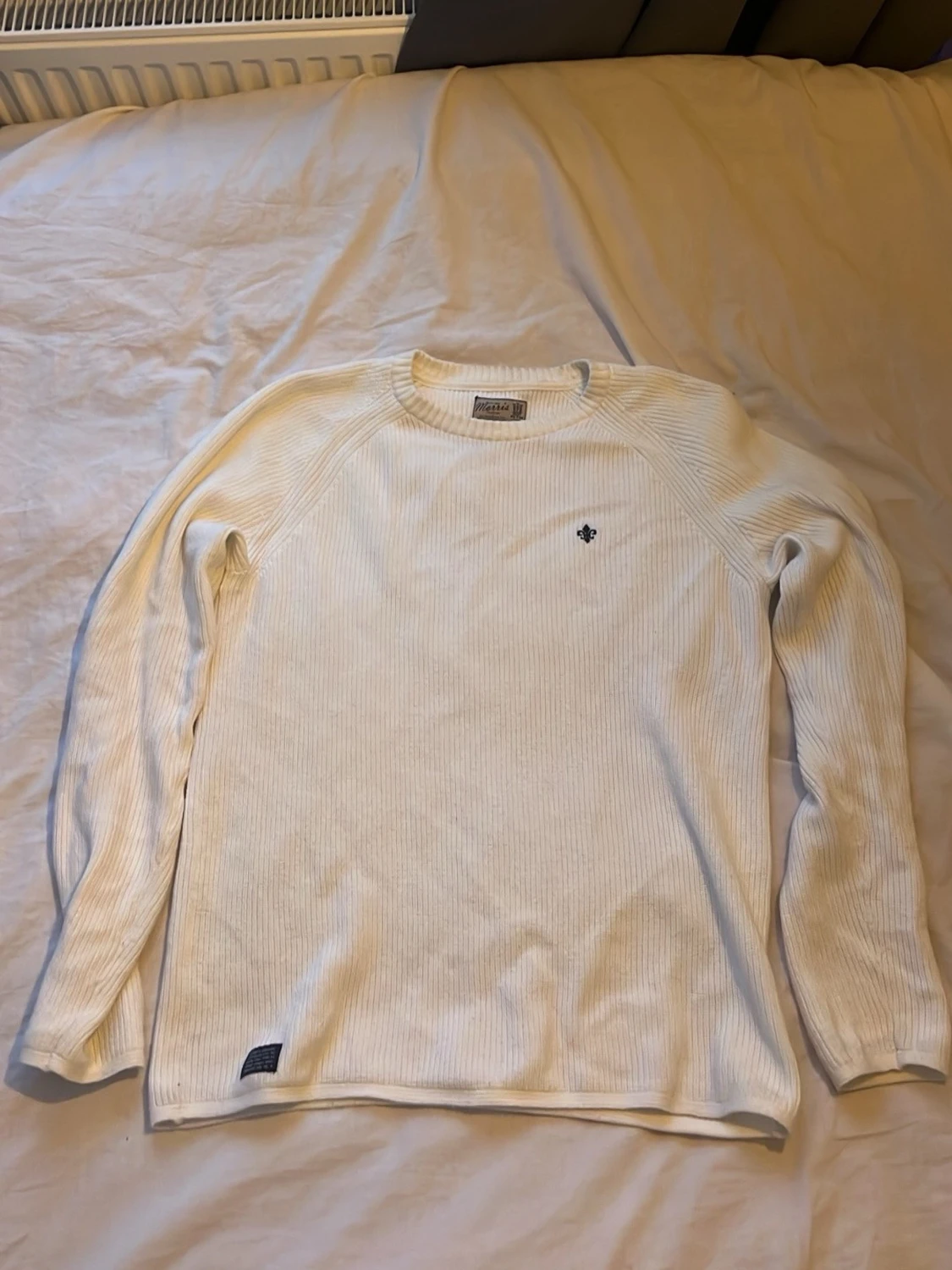 Vit ribbstickad tröja Morris