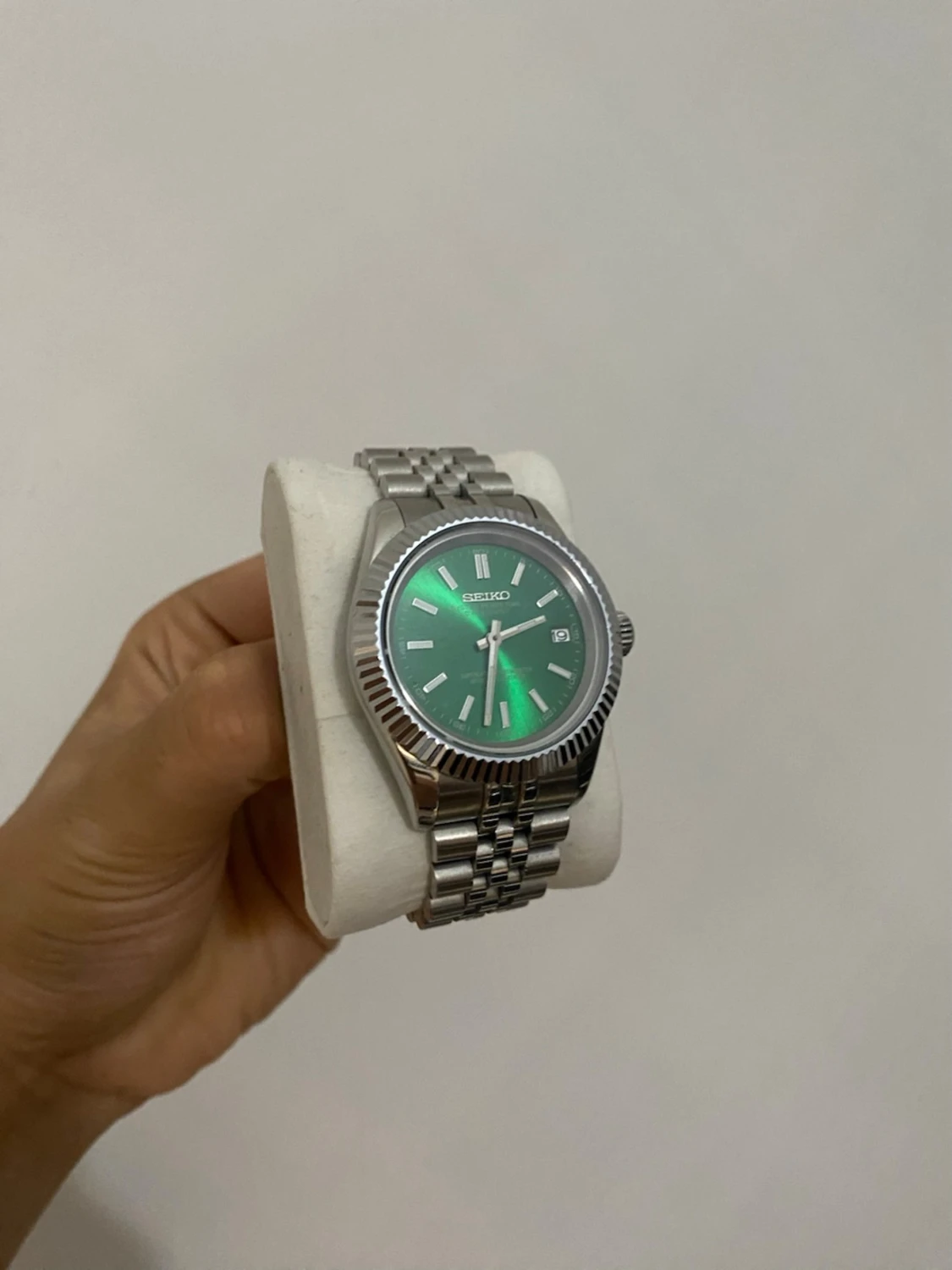 Seiko klocka med grön urtavla