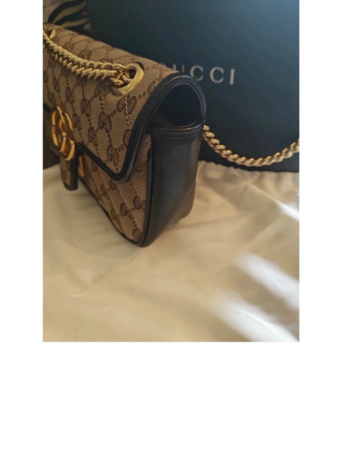 Gucci GG Marmont axelremsväska brun - 4