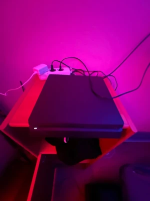 PlayStation 4 Slim med spel och kontroller - Säljer en svart PlayStation 4 Slim med två trådlösa handkontroller och laddstation. Medföljer sex populära spel, bland annat Call of Duty, Dying Light 2 och Assassin's Creed Valhalla. Perfekt för gamingkvällar med vänner med följer ström kabel