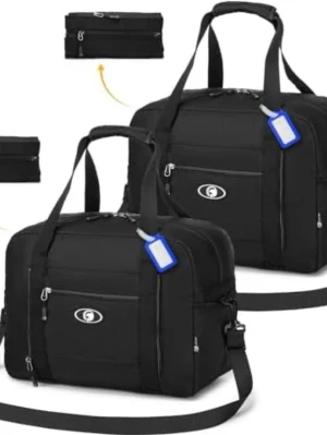 Svart hopfällbar kabinväska 40*30*20 cm - Svart kabinväska som är exakt anpassad efter de nya maxmåtten på handbagage som gäller på flygbolag så som Ryan Air och Easy Jet m.fl.     Prova res lite lättare och billigare på nästa weekend, eller ha den som en gymväska eller bara som extra förvaring. Även perfekt att komplettera med vacuumpåsar för ännu mer utrymme. 
