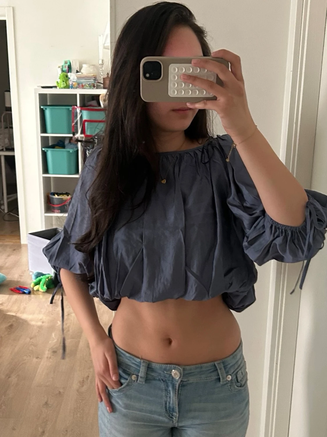 Blå croppad top - 1