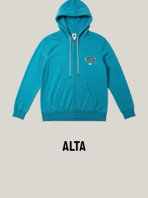 Turkos zip-hoodie med trycket DGCK på - Snygg turkos hoodie med dragkedja framtill och vita dragsnören i huvan. Orginalpris:150kr