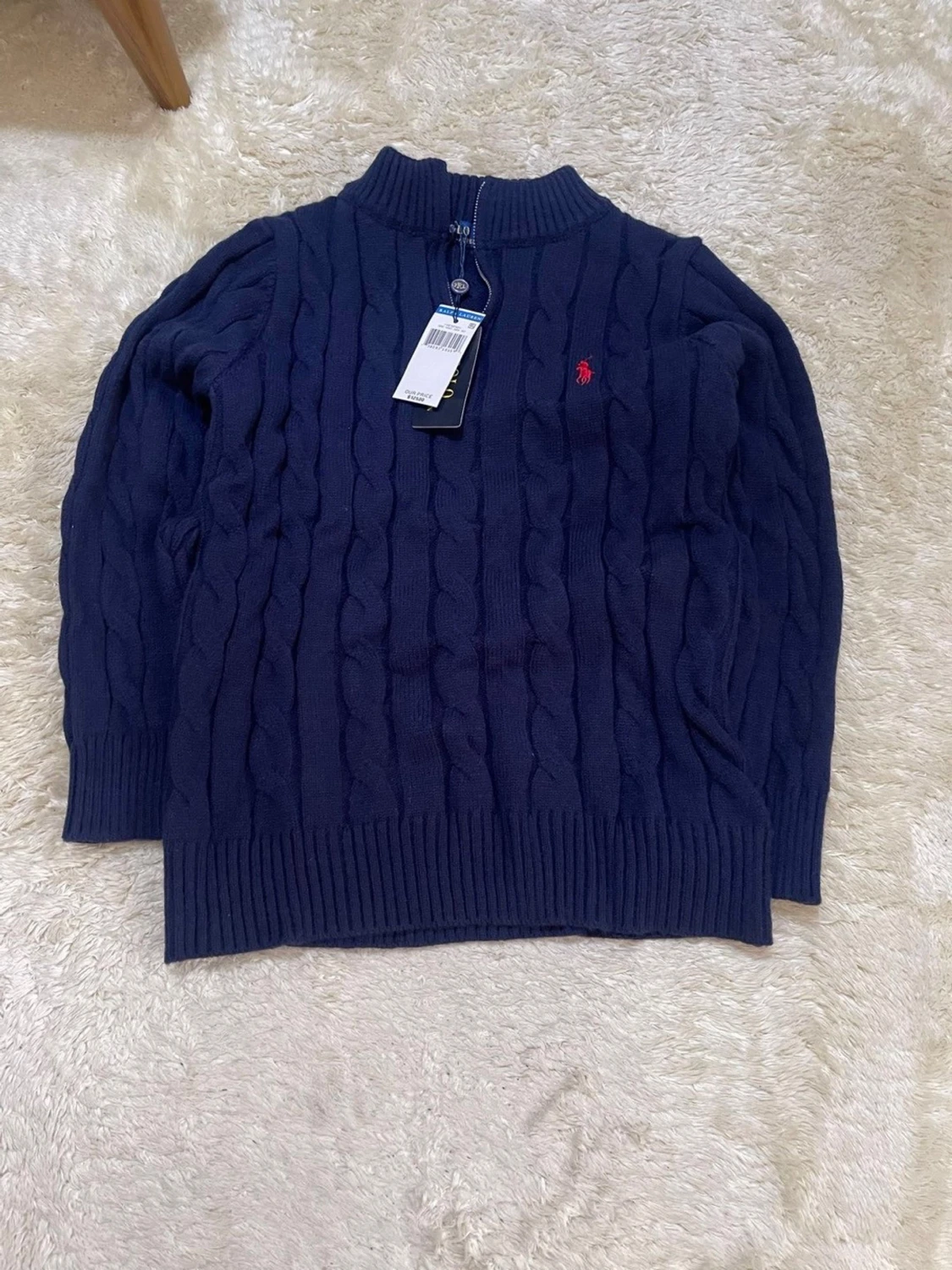 Mörkblå kabelstickad tröja Polo Ralph Lauren - 3