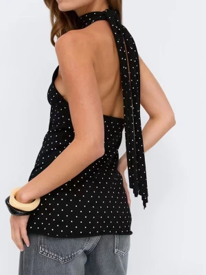 Polka dots topp Gina Tricot  - Jättefin och festlig topp med öppen rygg och scarfdetalj från Gina Tricot. Helt ny med lappar! 🧡Slutsåld! 