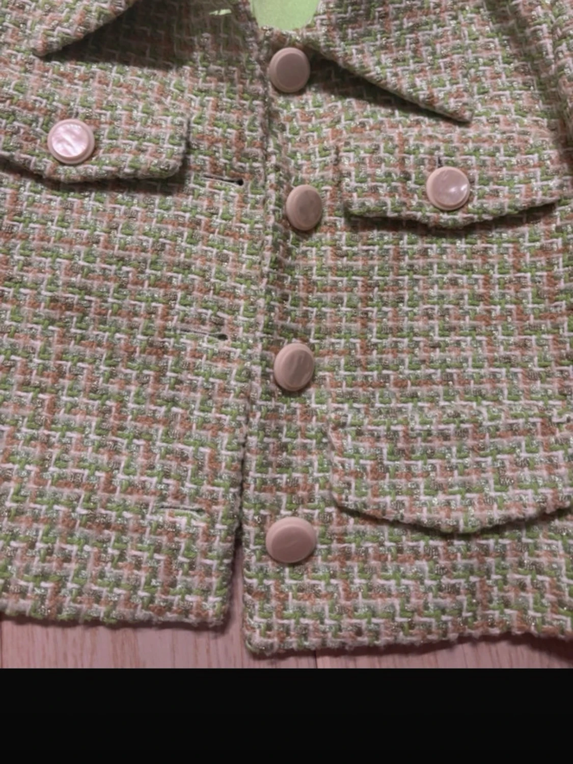 Grön rutig croppad jacka med knappar - 2