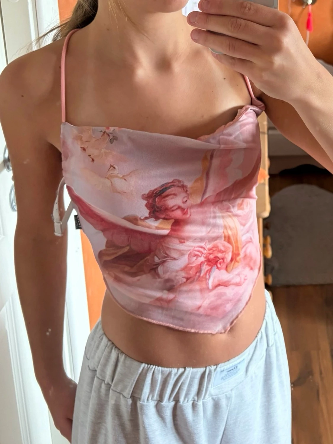 Rosa änglamönstrad linnetopp - 2